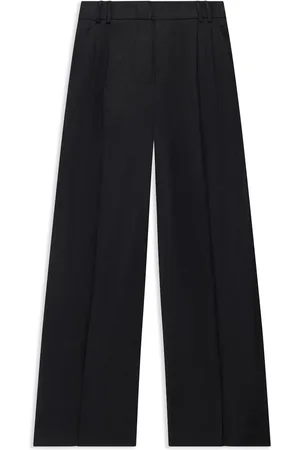 Another Tomorrow Wide-Leg-Leinenhose mit Falten