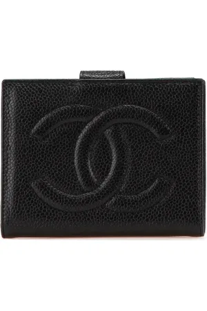 CHANEL 1996-1997 kleines Portemonnaie aus Kaviarleder mit CC