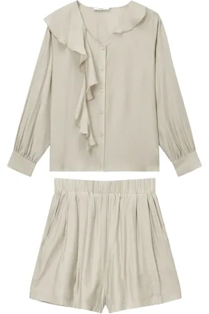 B+AB Set aus Bluse und Shorts mit Rüschendetail