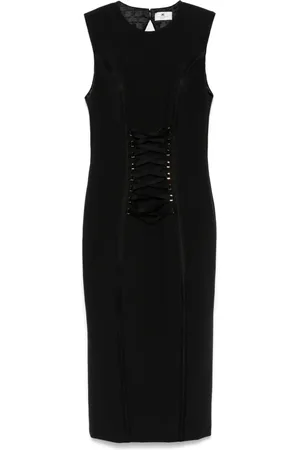 Elisabetta Franchi Krepp-Midikleid mit überkreuzter Spitze
