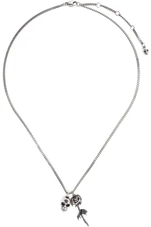 Alexander McQueen Skull & Dipped Rose Halskette