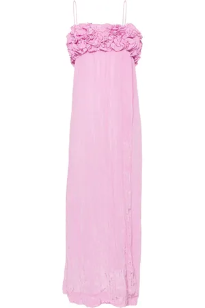 Ganni Maxikleid in Knitteroptik mit Blumenapplikation
