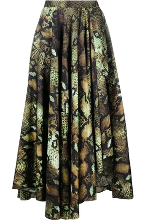 Roberto Cavalli Faltenrock mit Schlangenleder-Print