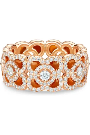 De Beers 18kt Rotgoldring mit Karneol und Diamanten