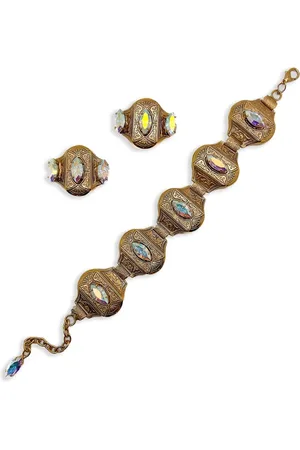 JENNIFER GIBSON JEWELLERY 1960s Aurora Borealis Armband und Ohrringe