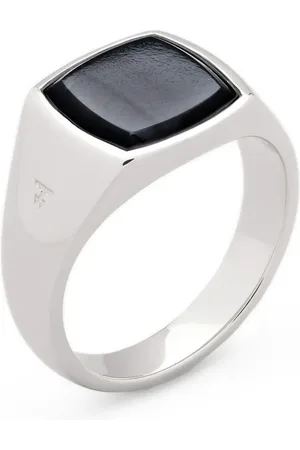 TOM WOOD Kay Ring aus recyceltem Sterlingsilber mit blauem Falkenauge
