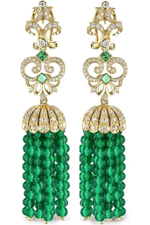 Anabela Chan 18kt Tassel Gelbgoldohrringe mit Diamanten und Achat