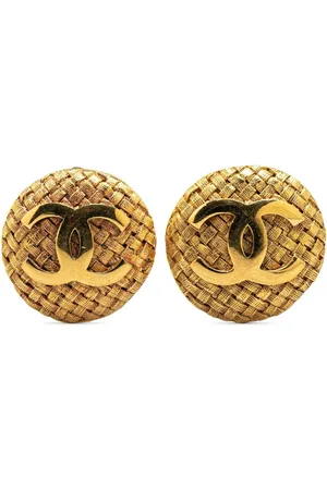 CHANEL 1980-1990 vergoldete CC Ohrclips