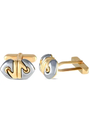 Bvlgari 18kt Doppio Cuore Gelbgold-Manschettenknöpfe mit Hämatit