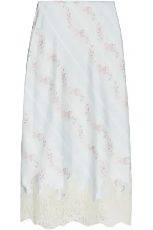LOVESHACKFANCY Satin-Midirock mit Blumen-Print