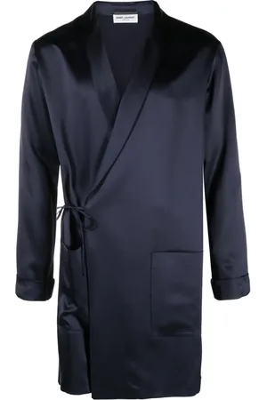 Saint Laurent Seidenmantel mit versetztem Verschluss