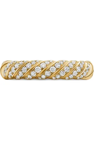 David Yurman 18kt Sculpted Cable Gelbgoldring mit Diamanten 4,6mm