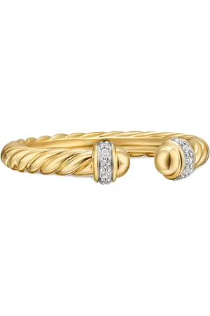 David Yurman 18kt Cable Band Open Gelbgoldring mit Diamanten (2,8mm)