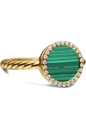 David Yurman 18kt Petite DY Elements Gelbgoldring mit Diamanten 11,3mm