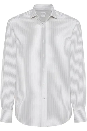 Brunello Cucinelli Gestreiftes Hemd aus Popeline