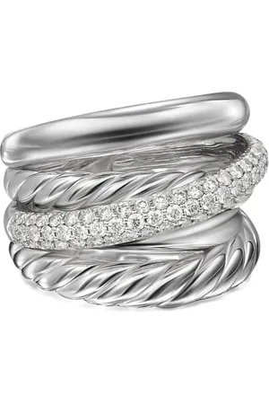 David Yurman Crossover Five Row Sterlingsilberring mit Diamanten (17,5mm)
