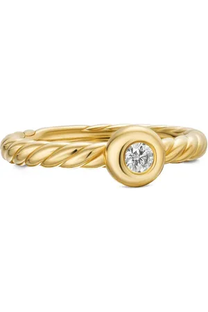 David Yurman 18kt Petite Cable Gelbgoldring mit Diamant 2,8mm