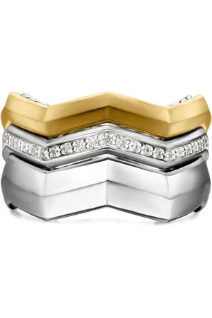 David Yurman 18kt Stax Gelbgold- und Sterlingsilberring mit Diamanten (11,7mm)
