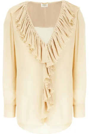 Saint Laurent Bluse mit plissierten Rüschen