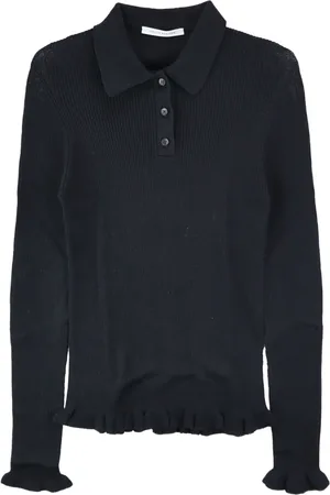 Cecilie Bahnsen Geripptes Poloshirt mit Rüschensaum