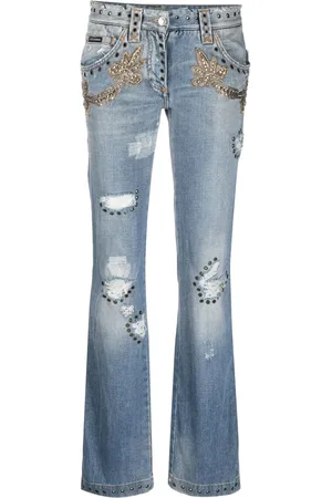 Dolce & Gabbana 2000 Distressed-Jeans mit Stickerei