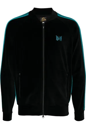 Pins & Needles Sportjacke in Samtoptik mit Logo-Stickerei