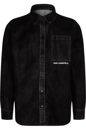 Karl Lagerfeld Flock Jeanshemd mit Logo-Stickerei
