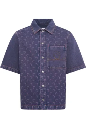 Marine Serre Jeanshemd mit Monogramm