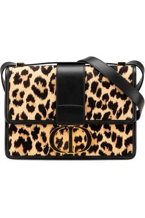 Dior 2021 Montaigne Flap Umhängetasche aus Ponyhaar mit Leoparden-Print 30cm