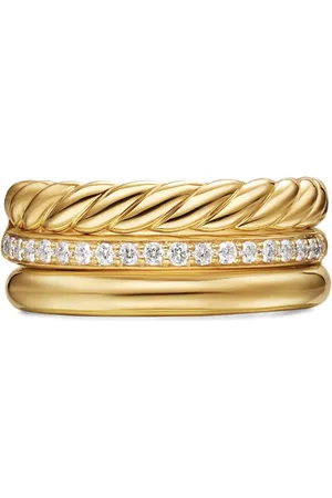 David Yurman 18kt DY Mercer® Three Row Gelbgoldring mit Diamanten