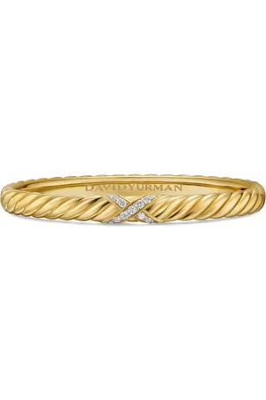 David Yurman 18kt Sculpted Cable X Center Station Gelbgoldarmband mit Diamanten