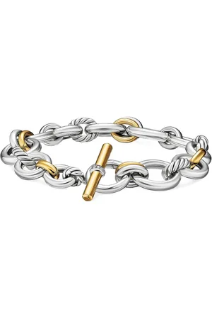 David Yurman DY Mercer® Chain Armband aus 18kt Gelbgold und Sterlingsilber mit Diamanten