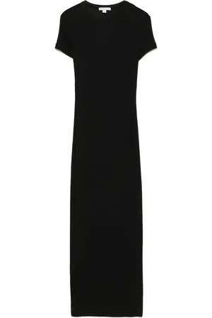 James Perse Geripptes Midikleid