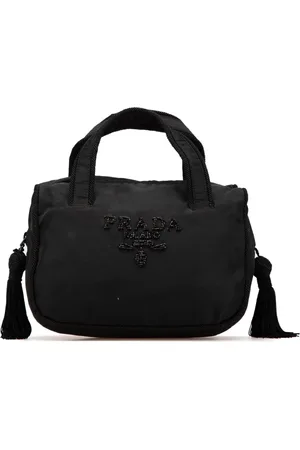 Prada 2000-2013 Tessuto Handtasche mit Perlenquaste