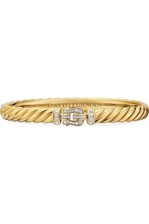 David Yurman 18kt Sculpted Cable Buckle Gelbgoldarmband mit Diamant