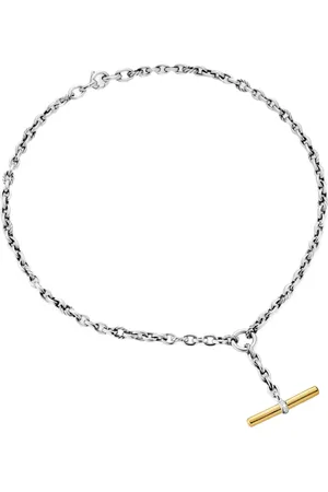 David Yurman 18kt DY Mercer® Petite Toggle Chain Gelbgold- und Sterlingsilberhalskette mit Diamant