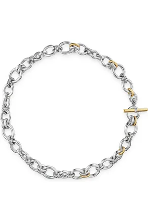 David Yurman 18kt DY Mercer® Petite Toggle Chain Gelbgold- und Sterlingsilberhalskette mit Diamant
