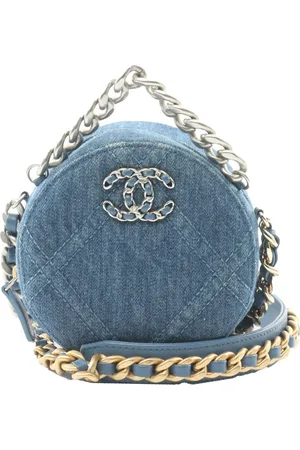 CHANEL 2021 runde Denim-Clutch mit Kette 19cm