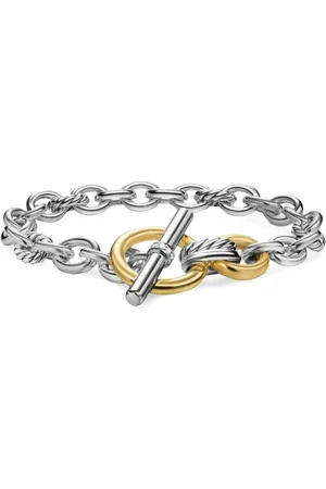 David Yurman DY Mercer® Toggle Chain Armband aus 18kt Gelbgold und Sterlingsilber mit Diamanten