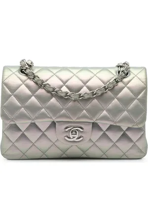 CHANEL 2021-2024 kleine Classic Iridescent Double Flap Schultertasche aus Lammleder