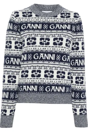 Ganni Pullover mit Intarsien-Logo
