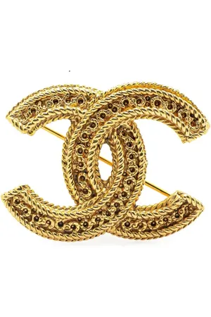 CHANEL 1970-1980 vergoldete CC-Brosche