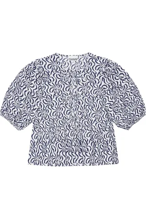 Ganni Bluse aus Bio-Baumwolle mit abstraktem Print
