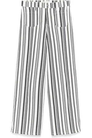 Frame Gestreifte Wide-Leg-Jeans mit hohem Bund