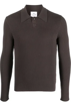 Courrèges Geripptes Poloshirt mit Logo-Patch