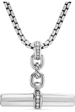 David Yurman Lexington E/W Barrel Sterlingsilber-Diamantanhänger 32mm