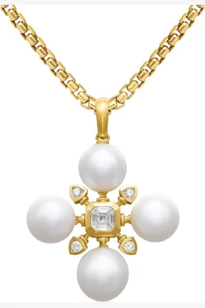 David Yurman 18kt Renaissance Gelbgoldanhänger mit Perlen und Diamanten (37,5mm)