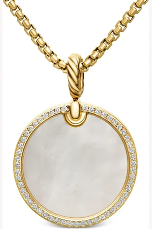 David Yurman 18kt DY Elements Disc Gelbgoldanhänger mit Diamanten (24mm)