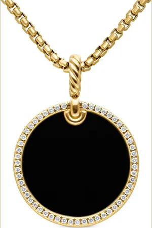 David Yurman 18kt DY Elements Disc Gelbgoldanhänger mit Diamanten 24mm