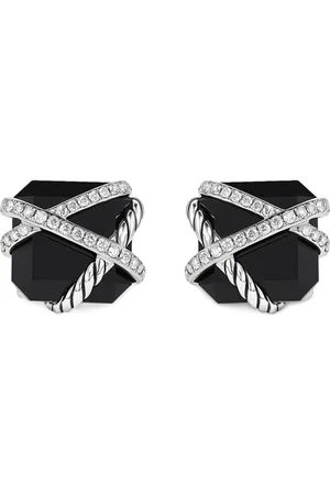 David Yurman Cable Wrap Sterlingsilber-Ohrstecker mit Diamant 12mm